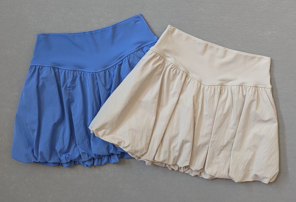 Lot of 2 OFFLINE by Aerie Real Me Bubble Skorts Size Large Laundry Blue Cream
